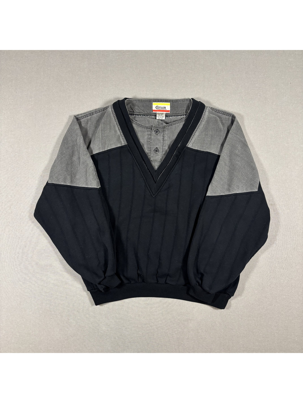 Vintage Cotler Colorblock Sweater V-Neck Henley Pullover
